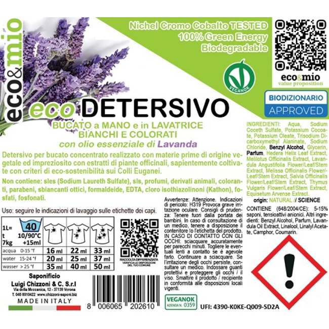 Vendita online Detersivo per bucato bianchi e colorati alla lavanda 1L 